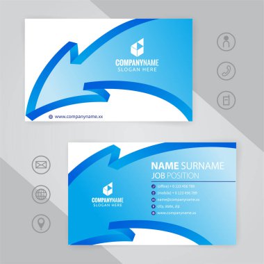 Mavi ve beyaz Modern Kurumsal İş Kartı Tasarım Şablonları, vektör sayısı 10