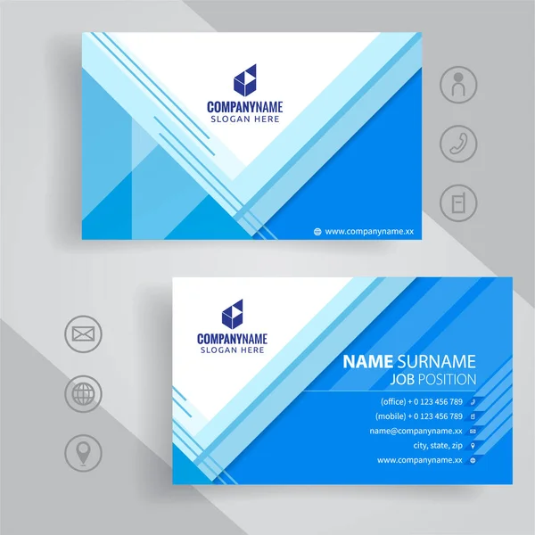 Σύνολο Μπλε Και Άσπρο Modern Corporate Business Card Design Templates — Διανυσματικό Αρχείο
