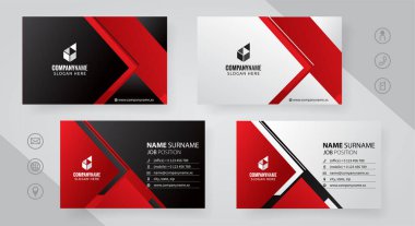 Kırmızı ve siyah Modern Kurumsal İş Kartı Tasarım Şablonları, vektör sayısı 10