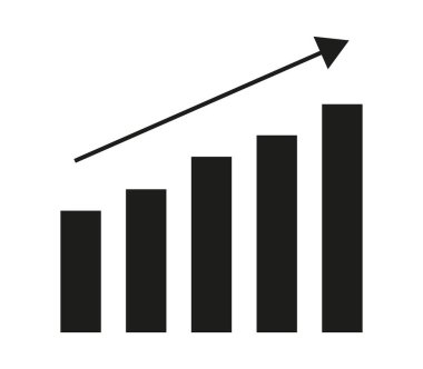 Siyah beyaz grafik büyüme ve başarıyı gösteriyor. Yükselen eğrili bir grafik. Vektör illüstrasyonu.