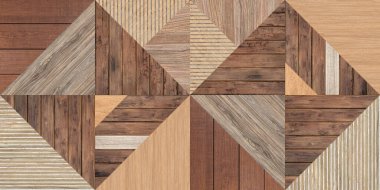 Soyut dikişsiz kahverengi ton renkli antik ahşap desen set geometrik tasarım duvar fayansları dekor için.