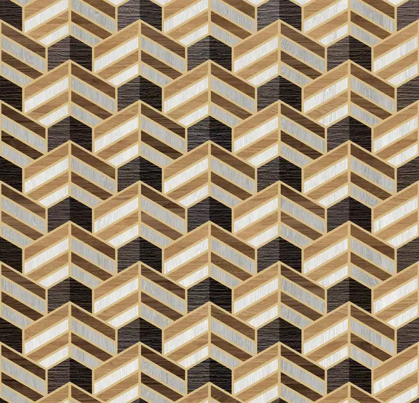 Abstract geometric pattern with lines seamless background brown black and gold texture.