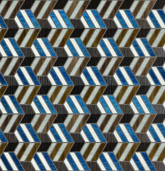 Abstract geometric pattern with lines seamless background blue black and gold texture.
