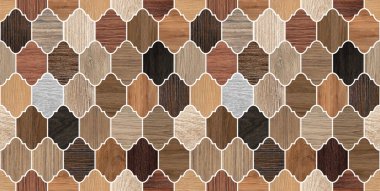 Kusursuz soyut desenli dekoratif kahverengi ahşap desenli geometrik mozaik arka plan tasarımı.