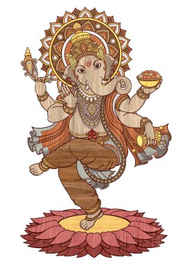 Lord Ganesha ahşap desenli karakter tasarımı ile.