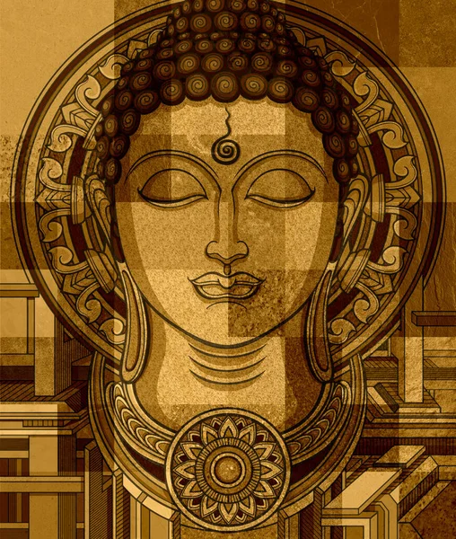 Buda 'nın soyut tasarımı. Oturan ya da meditasyon yapan bir Buda heykeli çizimi..