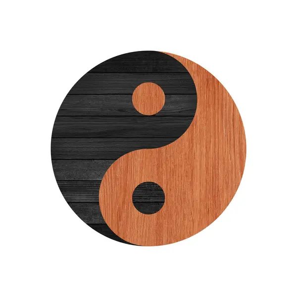 Yin Yang pattern art colorful logo and icon design illustration wood texture.