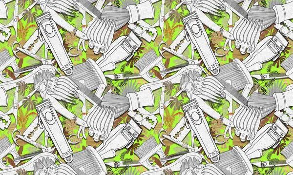 Dekorasyon için kusursuz uzun berber yaprağı araçları desenli ahşap desenli arkaplan tasarımı.