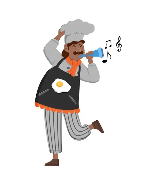 Mutlu komik şef maskot tasarımı yapıyor.. 