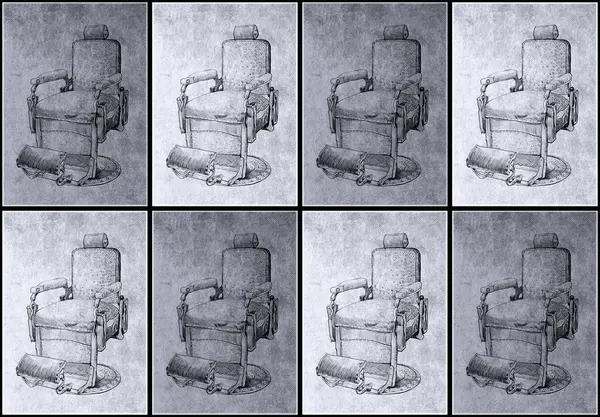 Tek renk çizgisi, sanat berberi gri koltuk deseni ve kusursuz tasarım.