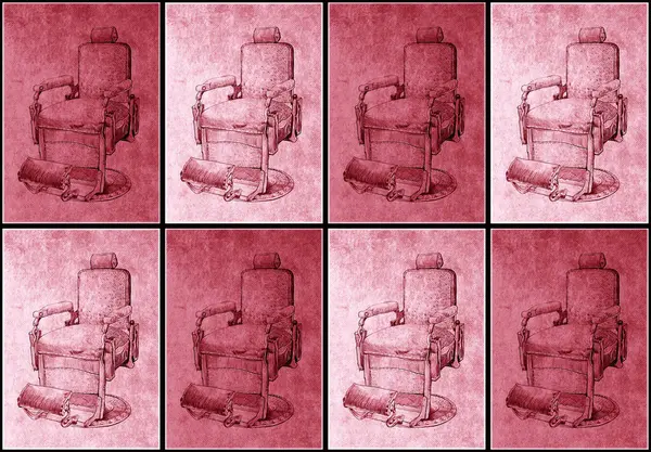 Tek renk çizgisi, sanat berberi kırmızı sandalye deseni ve kusursuz tasarım.