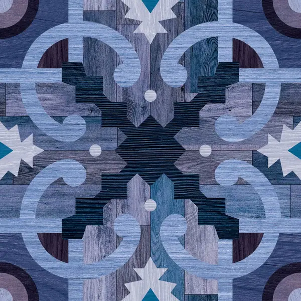 Doğal arka plan dekorasyonu olarak ahşap kullanımının kusursuz modern mavi desenli çizimi.