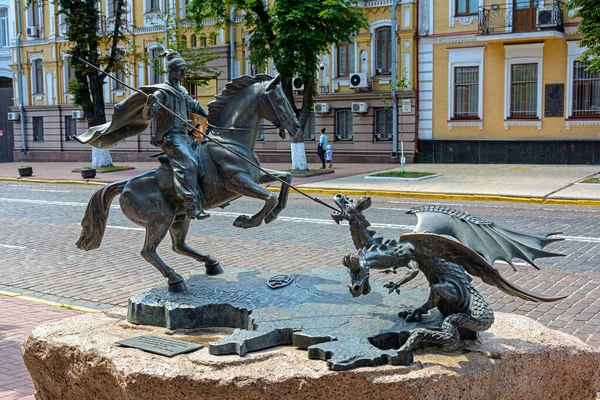 Monument Kozak Paard Met Een Speer Kiev Hoge Kwaliteit Foto — Stockfoto