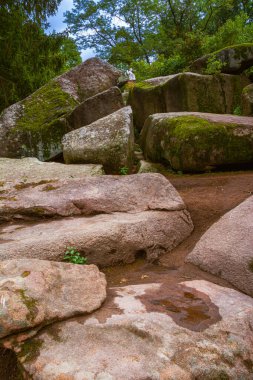 Uman. Sofievsky Parkı. Büyük kayalar. Yüksek kalite fotoğraf