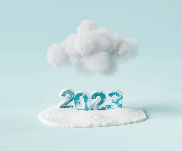 Εικονογράφηση Του 2023 Στοιχεία Που Καλύπτονται Χιόνι Κάτω Από Αφράτο — Φωτογραφία Αρχείου