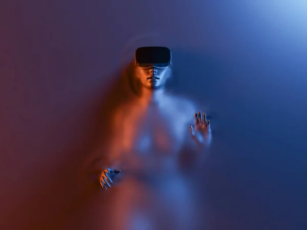 Weergave Van Een Futuristisch Vrouwelijk Karakter Met Een Virtual Reality — Stockfoto