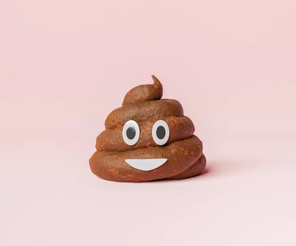 Illustration Brown Pile Poop Smiling Face Eyes Pink Background — Stock Photo, Image