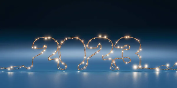 Ilustração 2023 Inscrição Formada Com Luzes Fadas Brilhantes Durante Celebração — Fotografia de Stock