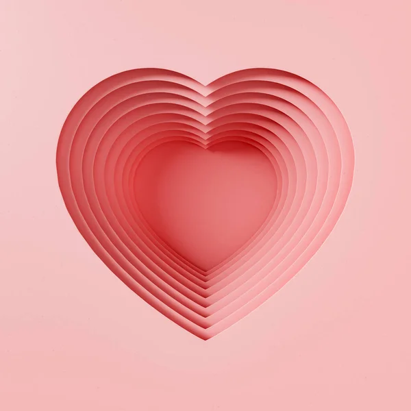 Rendering Eines Roten Herzens Mit Mehrlagigem Papierschnitt Effekt Mit Tiefe — Stockfoto