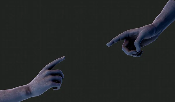 Zombie Hands Pointing Each Other Dark Background Isolated Copy Space — Stock Photo, Image