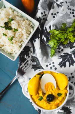Typical dish called Aji de gallina, is very well known and traditional of Peruvian gastronomy.