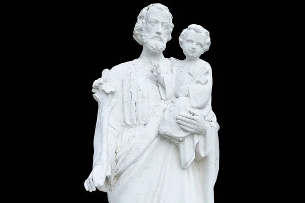 white carved image of Saint Joseph and child Jesus - St Joseph