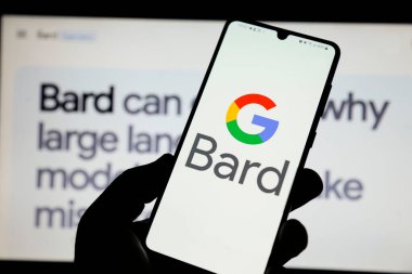Minas Gerais, Brezilya - 21 Mart 2023: Google Bard uygulamasının ekranı