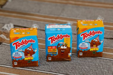 Minas Gerais, Brazil - December 23, 2022: chocolate milk packaging sold in Brazil