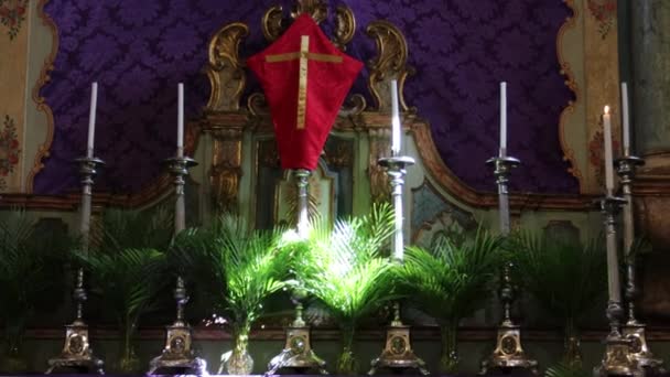 Die Karwoche Traditionelle Katholische Feier Palmsonntag Christlicher Glaube Religiöses Symbol — Stockvideo