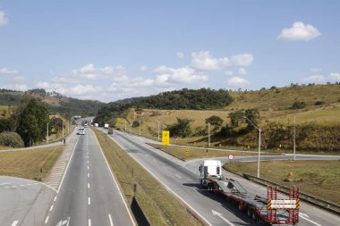 Minas Gerais, Brazil - June 26, 2024: view of the Fernao Dias highway, BR 381, with daily traffic clipart