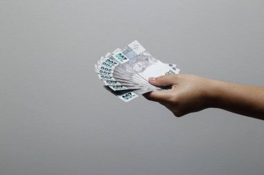 Brezilya banknotları, Brezilya BRL banknotları, Brezilya para birimi, ekonomi ve iş dünyası.