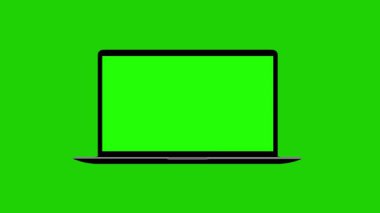 animasyon dizüstü bilgisayar modeli yeşil ekran dizüstü bilgisayar aygıtı animasyon 4k animasyon boş ekran modeli kroma anahtarıyla