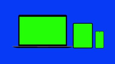 dizüstü bilgisayar, tablet ve mobil cihaz yeşil ekran tableti ve mobil aygıt animasyon 4k animasyon boş ekran cihazları kroma anahtarlı motifler