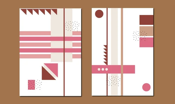 Zestaw Druku Nowoczesnej Geometrycznej Sztuki Ściennej Plakat Bauhausa Dekoracje Wnętrz — Wektor stockowy
