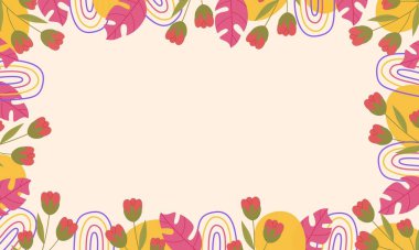 Kopya boşluklu organik şekilli el çizimi lale çiçeği.