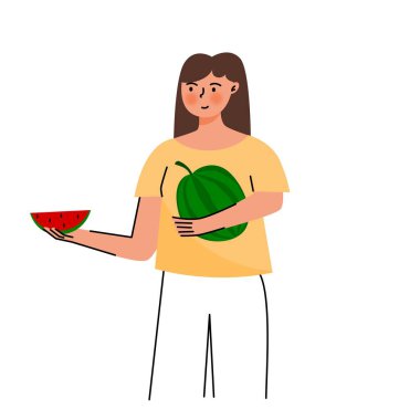 Karpuz taşıyan kız figürü.