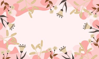 Kopya alanları olan minimalist çiçek arkaplanı. Sunum için estetik çiçek afişi ve duvar kağıdı.