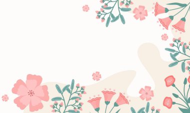 El çizimi pembe çiçek arka plan vektörü. Sunum için çiçek pankartı.