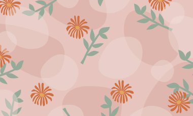 Soyut organik şekiller, küçük çiçekli modaya uygun arka plan. Kopyalama alanları olan basit estetik afiş.