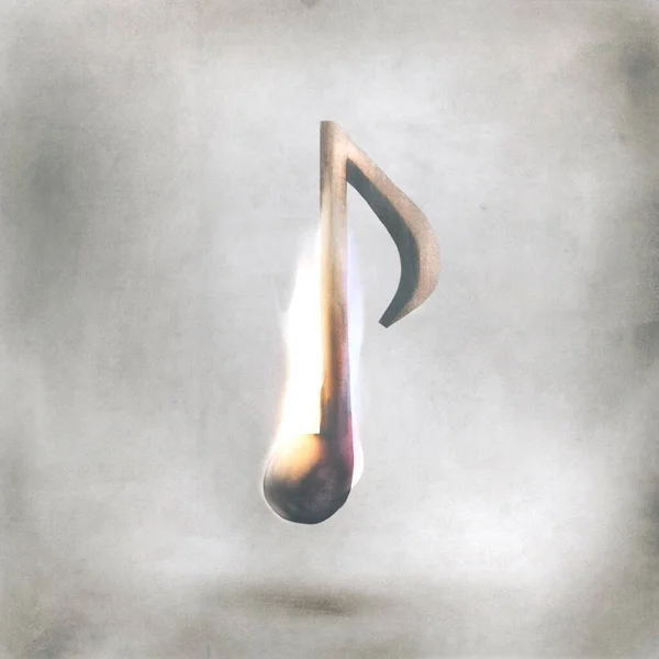 abstract 3 d rendering of musical note burning