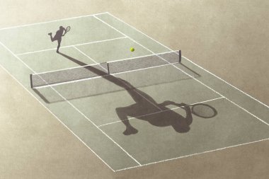 İnsanın gölgesiyle tenis oynaması, gerçek üstü soyut bir kavram.