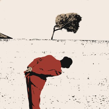 Katlanmış Duvarın Arkasındaki Rüzgârla Bükülmüş Ağacı Yansıtan Bir Adam 'ın Gerçeküstü Görüntüsü, İnsan ve Doğa Arasındaki Uyumun Sembolik Yansıması