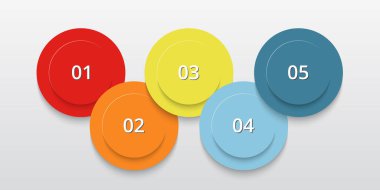 Zaman çizelgesi, iş sunumu veya 5 seçenekli bilgi grafiği.