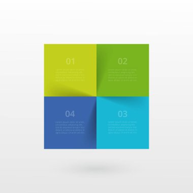 4 adım, seçenek, parça ya da süreç içeren bilgi şablonu.