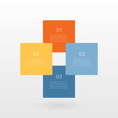 4 adım, seçenek, parça ya da süreç içeren bilgi şablonu.