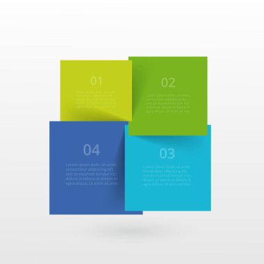 4 adım, seçenek, parça ya da süreç içeren bilgi şablonu.
