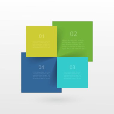 4 adım, seçenek, parça ya da süreç içeren bilgi şablonu.
