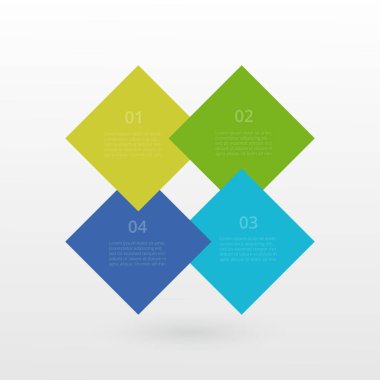 4 adım, seçenek, parça ya da süreç içeren bilgi şablonu.