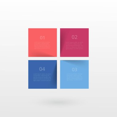 4 adım, seçenek, parça ya da süreç içeren bilgi şablonu.