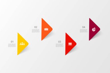 Zaman çizelgesi, iş sunumu veya 4 seçenekli bilgi grafiği.